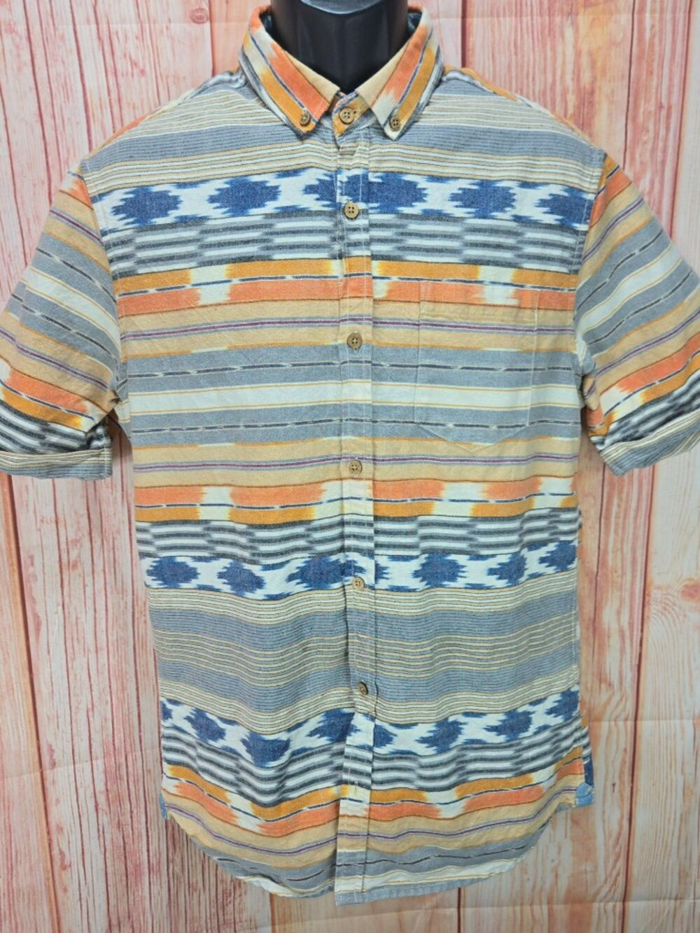 7 Diamonds Mens Short Sleeve Button-Up Shirt Size Large